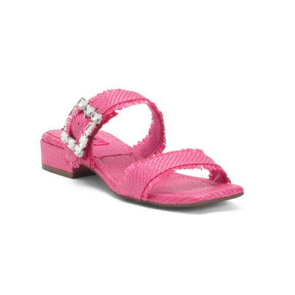ANNE KLEIN Pink Raffia Lillie Sandals - Picture 1 of 2